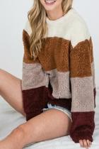  Faux-fur Colorblock Sweatshirt