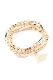 Beige Beaded Tassel Bracelet