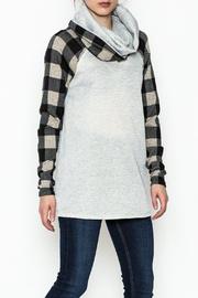  Plaid Contrast Turtleneck Top