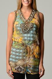  Gold-blue Sleeveless Tunic