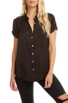  Silky Rolled S/s Button Down Top