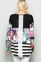  Floral And Stripe Color Block Top