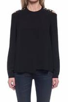  Lace Up Shoulder Blouse