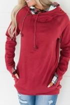  Double-hood-sweatshirt Cranberry Plaid