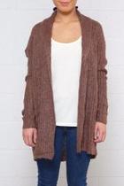  Ribbed Open Cardigan