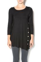  Black Button Front Tunic