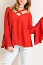  Wide V-neck Blouse
