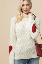  Knit Sweater With Heart Elbow Detail