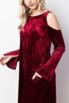  Crushed-velvet Cold-shoulder Dress