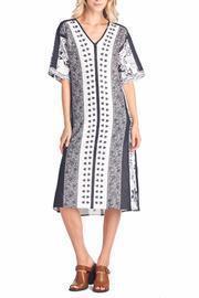  Printed Long V-neck Dress
