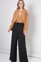  Covered Button Wide Leg Pants