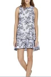 Pinstripe Embroidered Dress