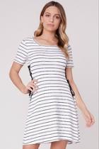  Stripe Lace-up Dress
