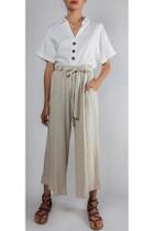  Tied High-waisted Linen-pants