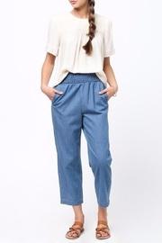  Smocked Denim Culotte Pants