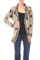  Black And Ivory Patterned Cardigan