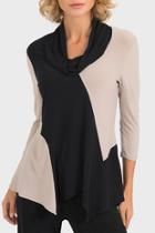  Colorblock Asymetric Cowl Neck Top