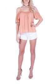  Peach Cold Shoulder Top