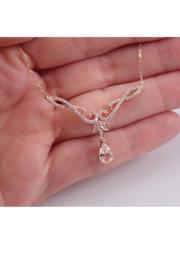 Morganite And Diamond Necklace Rose Gold 17.5 Chain Wedding Gift Special Gift