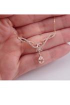  Morganite And Diamond Necklace Rose Gold 17.5 Chain Wedding Gift Special Gift