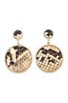  Animal-print Disc-leather Inset-earrings