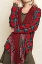  Plaid Fringe Shrug