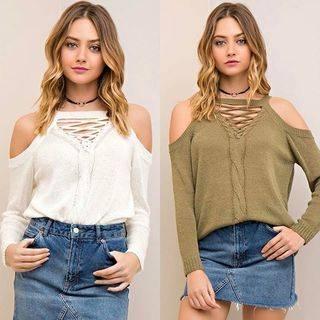  Cream Criss Cross Sweater