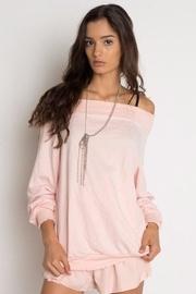  Off-shoulder Pink Sweatshirt