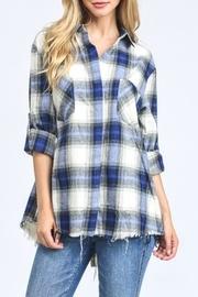  Raw Hem Flannel Top