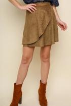  Faux-suede Wrap Skirt