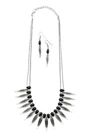  Silver Feather Necklace Set