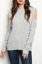  Gray Cold-shoulder Sweater