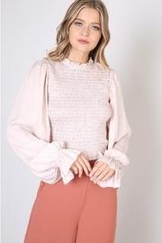  Beige Shirring Blouse