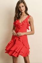  Red Ruffled Dress