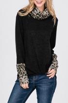  Cowlneck Leopard Sweater