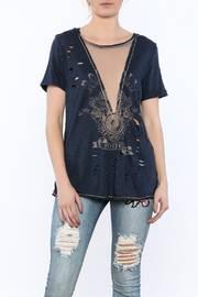  Graphic Mesh Top