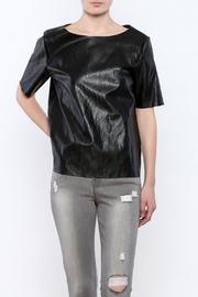  Black Faux Leather Tee