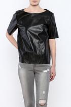  Black Faux Leather Tee