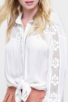  Lace-inset White Blouse