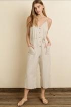  Pinstripe Button-down Jumpsuit