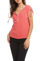  Cinched Shoulder Dolman Henley Tank