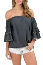  Charcoal Off-the-shoulder Top