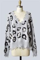  Leopard Print Destroyed-sweater