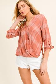  Plaid Bubble Hem Blouse