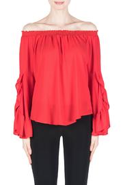  Red Flutter Sleeve Blouse