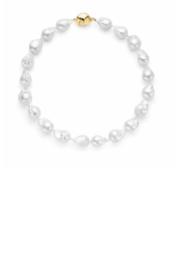  Les Trois Corniches Large White Baroque Freshwater Pearl Necklace ~ Gold Clasp ~ 18 Inches