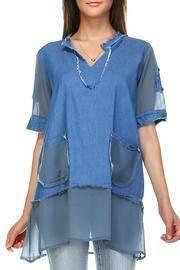  Denim & Chiffon Top