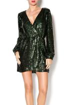  Emerald Sequin Wrap Dress