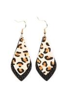 Leopard-marquise Leather Earrings