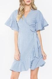  Blue Ruffle Wrap-dress